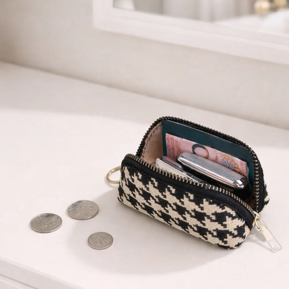 Mini Black and White Checkered Keychain